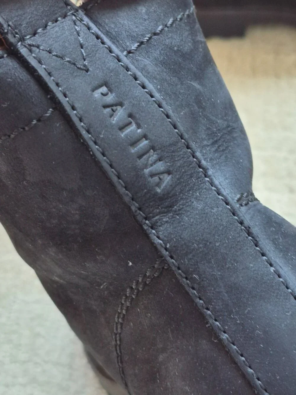Patina Black Leather Lace Up Boots Men 9 Combat Cap Toe Lug Sole Made Mexico